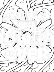 Keychain Quotes Flower Coloring Page Beautiful black and white illustration for adult coloring book