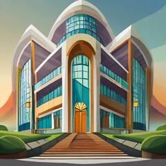 beautiful building different design background - obrazy, fototapety, plakaty