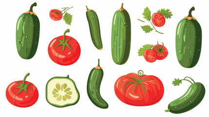 Ripe Vegetables as Healthy Raw Food with Cucumber a