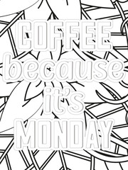 Keychain Quotes Flower Coloring Page Beautiful black and white illustration for adult coloring book