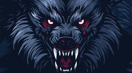 Scary zombie monster wolf head logo cartoon vector - obrazy, fototapety, plakaty