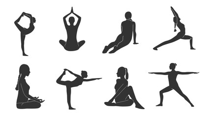 vector collection of yoga silhouette illustrations