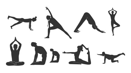 vector collection of yoga silhouette illustrations
