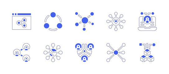 Connect icon set. Duotone style line stroke and bold. Vector illustration. Containing connections, community, share, flow, connect, connection.