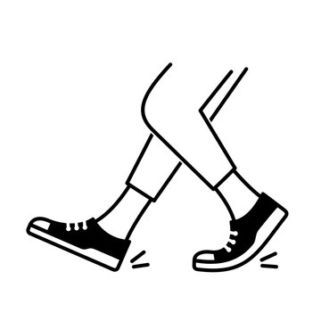 Illustration of dance footwork moves. Feet and legs monochrome outline illustration.