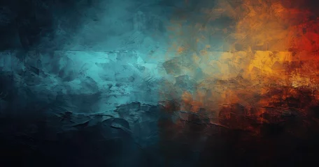 Fotobehang blue to orange gradient abstract art background © StraSyP BG
