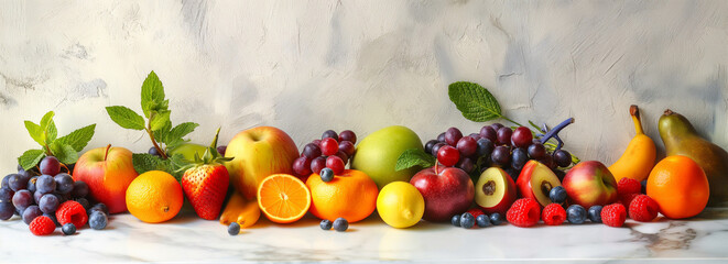Wall decoration of fruits , white background,high resolution - obrazy, fototapety, plakaty
