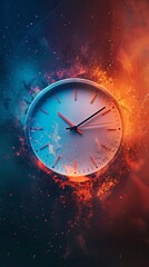 Dynamic 2D design that captures the essence of punctuality and scheduling using a Clock Time icon - obrazy, fototapety, plakaty
