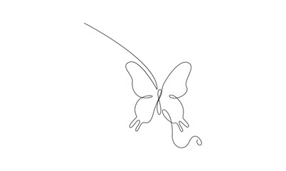 Vector single continuous line drawing of beautiful butterfly flying abstract for salon or spa business minimalist design