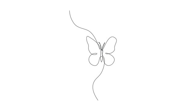 Vector single continuous line drawing of beautiful butterfly flying abstract for salon or spa business minimalist design
