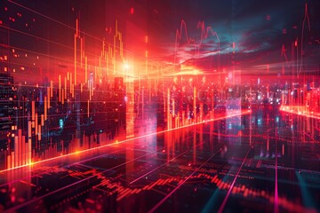 Fototapeta premium Vibrant Data Driven Dynamics A Futuristic Trading Chart Landscape Showcasing the Power of Financial Analytics