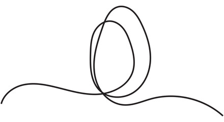 Egg line art, Continuous one line drawing of whole egg in shell, Black and white graphics, Vector illustration design element for Easter holidays in eps 10.