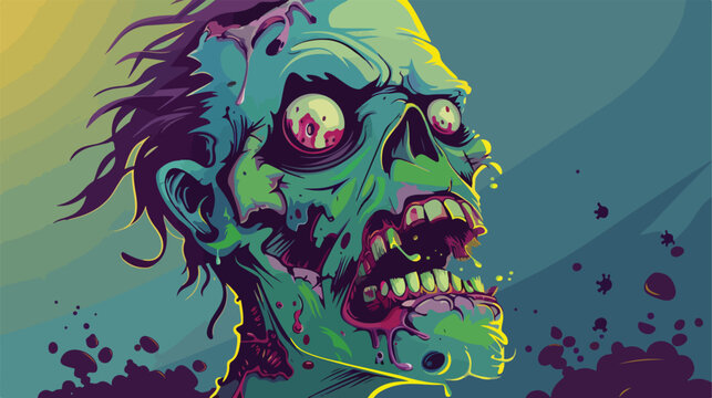 Spooky cartoon zombie male head vector illustration