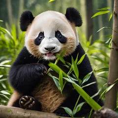 Foto auf Acrylglas giant panda eating bamboo © Naushad