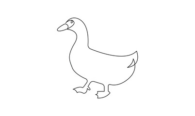 Vector continuous one simple single abstract line drawing of duck in silhouette isolated on a white background