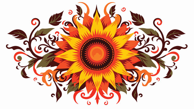 Sticker of tattoo in traditional style of a sun fla