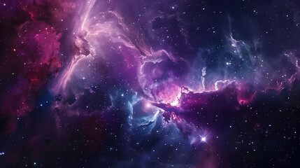  Stunning space image of a purple haze nebula, illustrating the enigmatic and boundless nature of the universe. - obrazy, fototapety, plakaty
