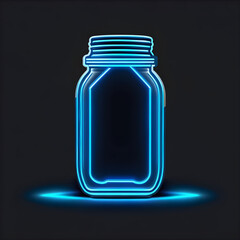 Captivating Blue Neon Jar Icon: Illuminating Your Designs with Style(Generative AI) - obrazy, fototapety, plakaty