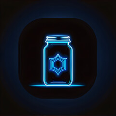 Captivating Blue Neon Jar Icon: Illuminating Your Designs with Style(Generative AI) - obrazy, fototapety, plakaty