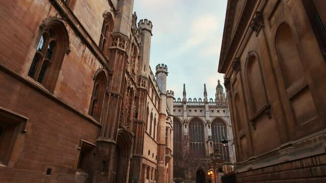 Strolling through Cambridge, England, UK, revealing the historic charm of the University of Cambridge amidst quaint streets and scholarly ambiance