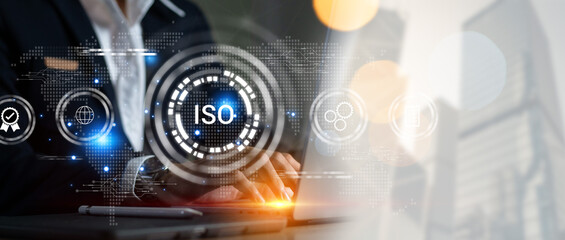 ISO standards quality control, assurance and warranty business technology concept. Touching on...