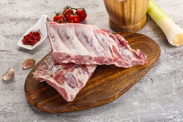 Raw pork ribs for barbecue