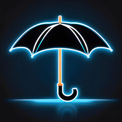 Blue Neon Umbrella Icon: Adding a Splash of Color to Your Designs(Generative AI) - obrazy, fototapety, plakaty