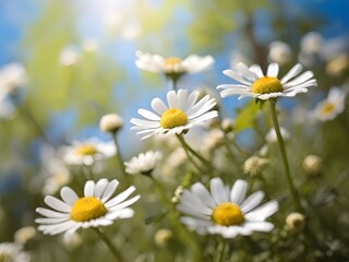 Fototapeta premium Field of daisies. Photo. Background. 