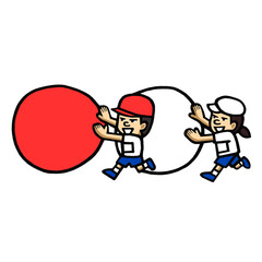 大玉転がし　運動会　イラスト