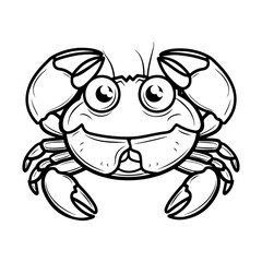 Cute crab line drawing for coloring page