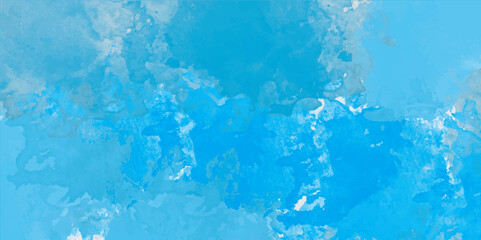 White and sky blue watercolor background painting with cloudy distressed texture and marbled grunge, watercolor background concept, vector art. illustration.	
