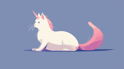 Unicorn cat looking adorable cat with pink tail sur - obrazy, fototapety, plakaty