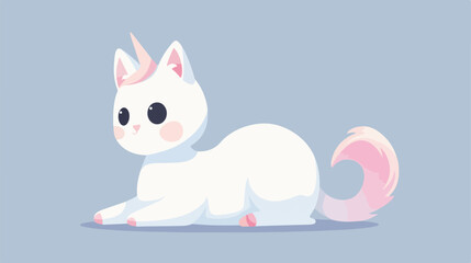 Unicorn cat looking adorable cat with pink tail sur - obrazy, fototapety, plakaty