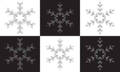 snowflakes shape collection with editable stroke. vector illustration .EPS 10