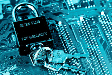 Abstract,close up of Lock on Mainboard Electronic computer background.
(best internet top security)