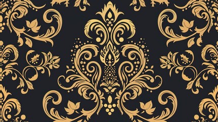 Seamless Damask pattern with ornate paisley elements, perfect for fashion and home decor. Seamless Pattern, Fabric Pattern, Tumbler Wrap.