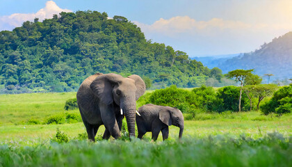 野生ゾウのイメージ素材。象の群れ。Image material of wild elephant. herd of elephants.