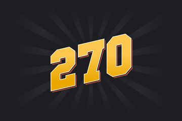 Number 270 vector font alphabet. Yellow 270 number with black background
