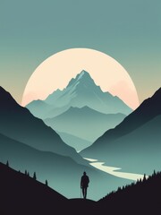 mountain colorful flat illustration