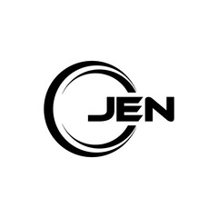 JEN letter logo design with white background in illustrator, cube logo, vector logo, modern alphabet font overlap style. calligraphy designs for logo, Poster, Invitation, etc.