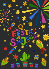 Fototapeta premium Festive Night Sao Joao Vector Art
