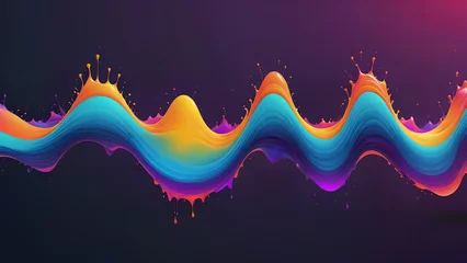 Schilderijen op glas Multicolored abstract fluid sound wave © artmozai