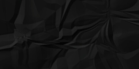 Obraz premium Dark black wrinkly backdrop paper background. panorama grunge wrinkly paper texture background, crumpled pattern texture. black paper crumpled texture. black fabric crushed textured crumpled.