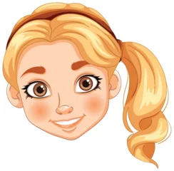 Gordijnen Vector illustration of a cheerful young girl © GraphicsRF