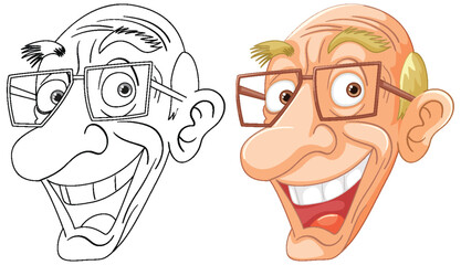 Two cartoon faces showing contrasting emotions.