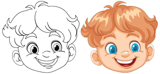Rolgordijnen Vector illustration of a happy young boy's face © GraphicsRF