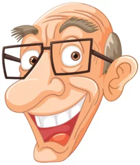 Schilderijen op glas Cartoon of a happy, elderly man with glasses © GraphicsRF