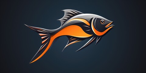 Naklejka premium A fish with orange and black stripes is swimming in the ocean