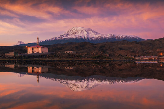 magical sunrise sky view of the agri mountain 