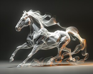 Horse in sports motion, art line style, 3D rendering ,3DCG,high resulution